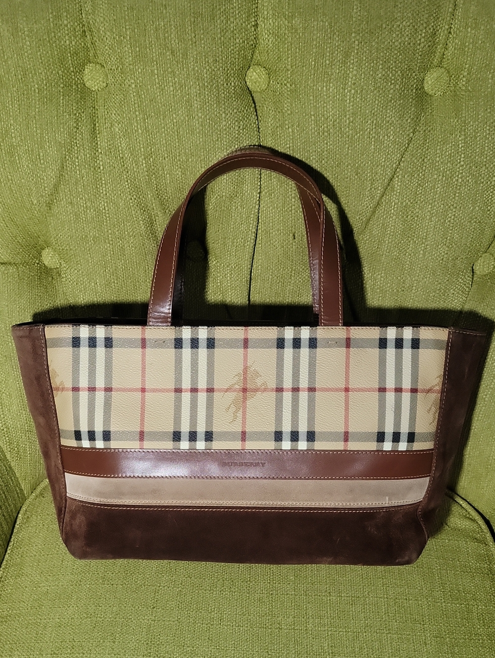 Burberry Classic Plaid Tote Bag in Beige and Brown